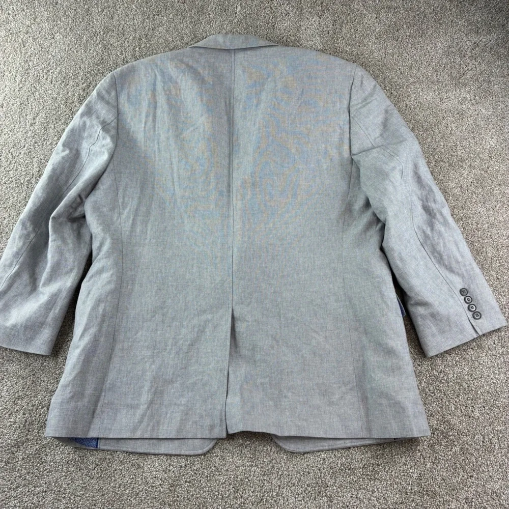 Banana Republic Blazer Mens 48R Gray Linen Cotton Tailored Fit Italian Fabric